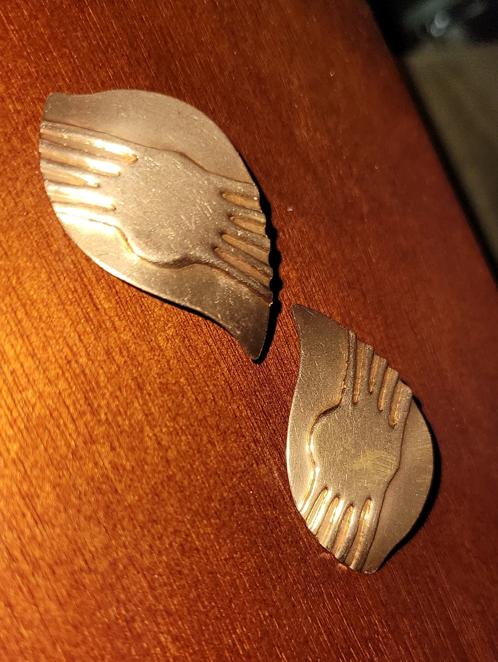 Mid-Century Modern.  Abstract Leaf. Copper Earrings.